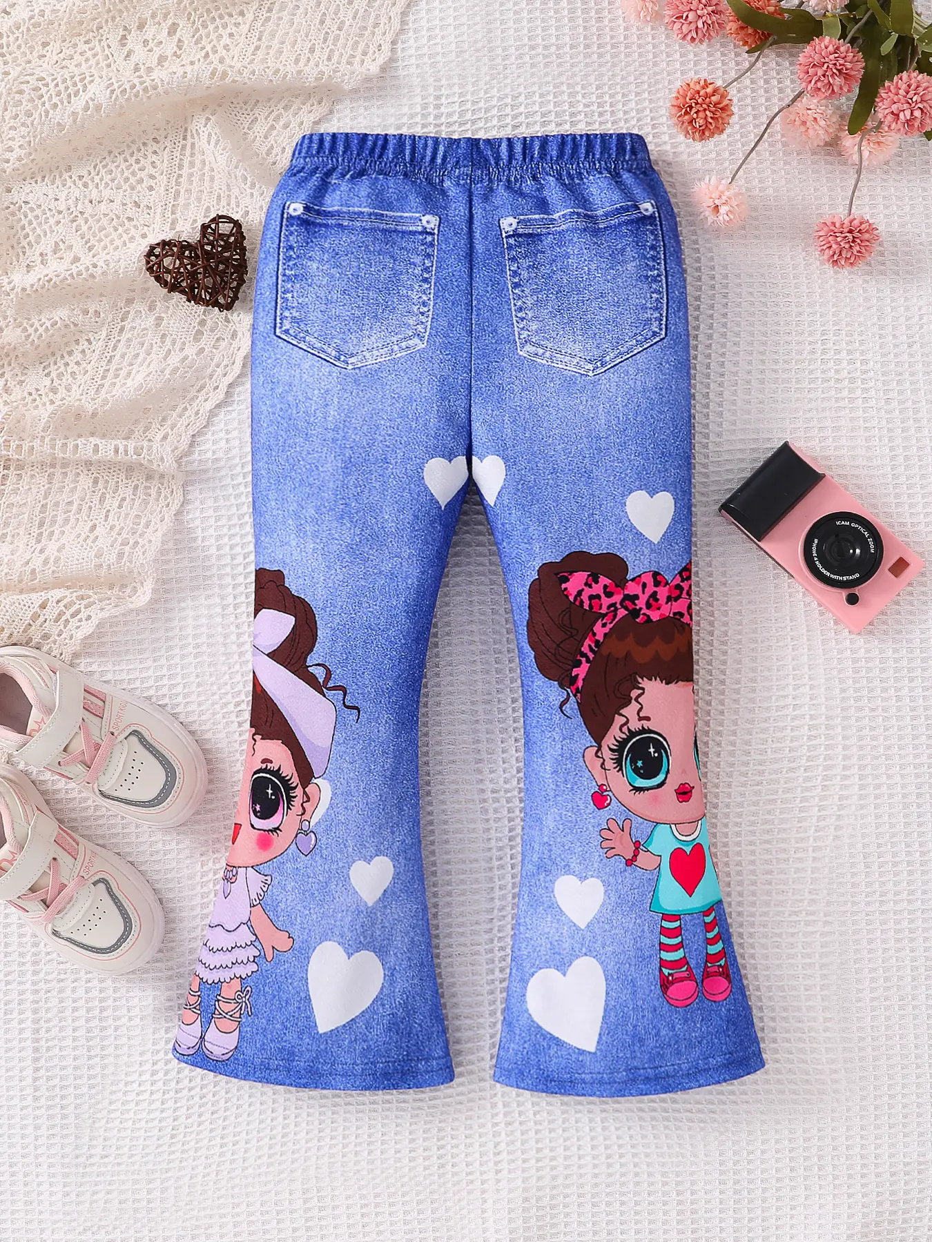 Children's clothing, children's pants, autumn clothing, girls' 2024 fashion single piece printed casual pants