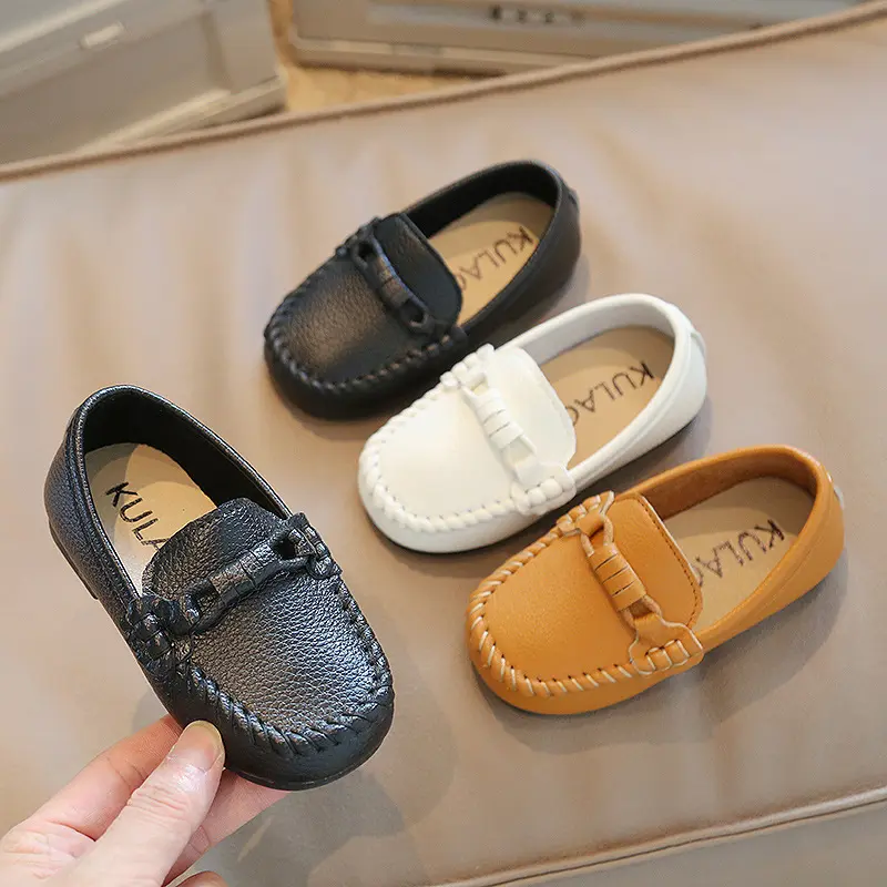 Boys Shoes Spring Autumn Kids Oxfords Boys Slip-on Flats Soft PU Leather Shoes Toddler Black White Loafers For Boy