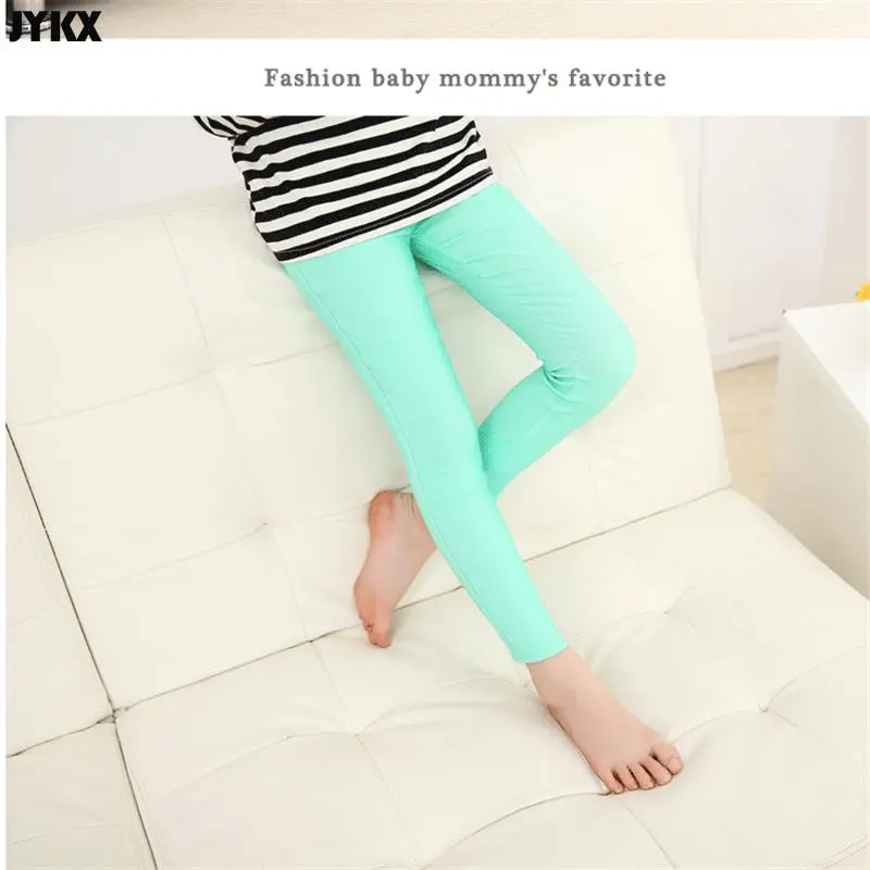2024 Kids Girl Pants Spring Autumn Candy Color Elastic Pencil Trousers Child Solid Leggings For 2-11Y Children Clothing