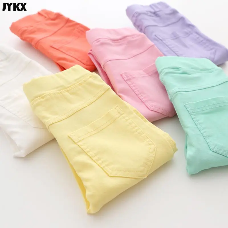 2024 Kids Girl Pants Spring Autumn Candy Color Elastic Pencil Trousers Child Solid Leggings For 2-11Y Children Clothing