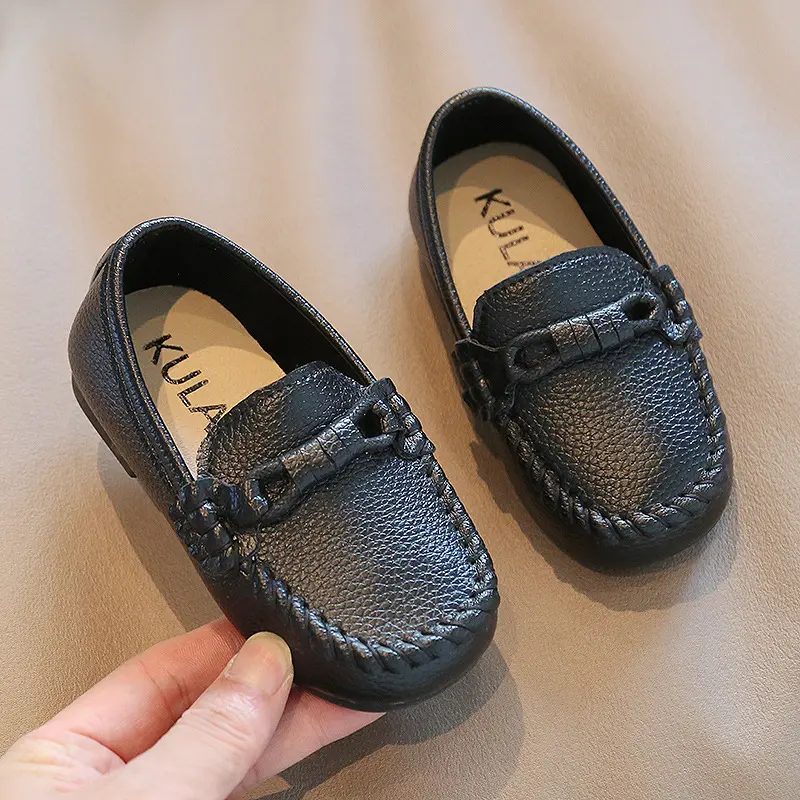 Boys Shoes Spring Autumn Kids Oxfords Boys Slip-on Flats Soft PU Leather Shoes Toddler Black White Loafers For Boy