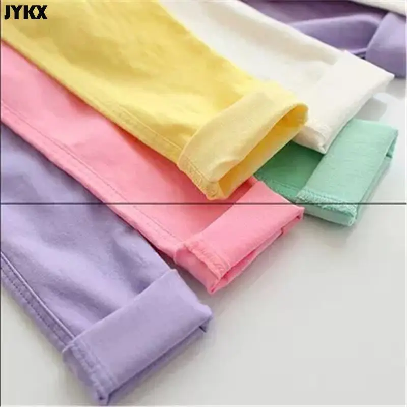2024 Kids Girl Pants Spring Autumn Candy Color Elastic Pencil Trousers Child Solid Leggings For 2-11Y Children Clothing