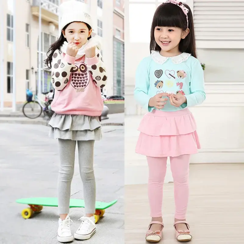 Warm Spring Cotton Autumn Winter Girl Leggings Skirt-pants Cake Skirt Kids leggings Children girls Pants Trousers 3-11 Years