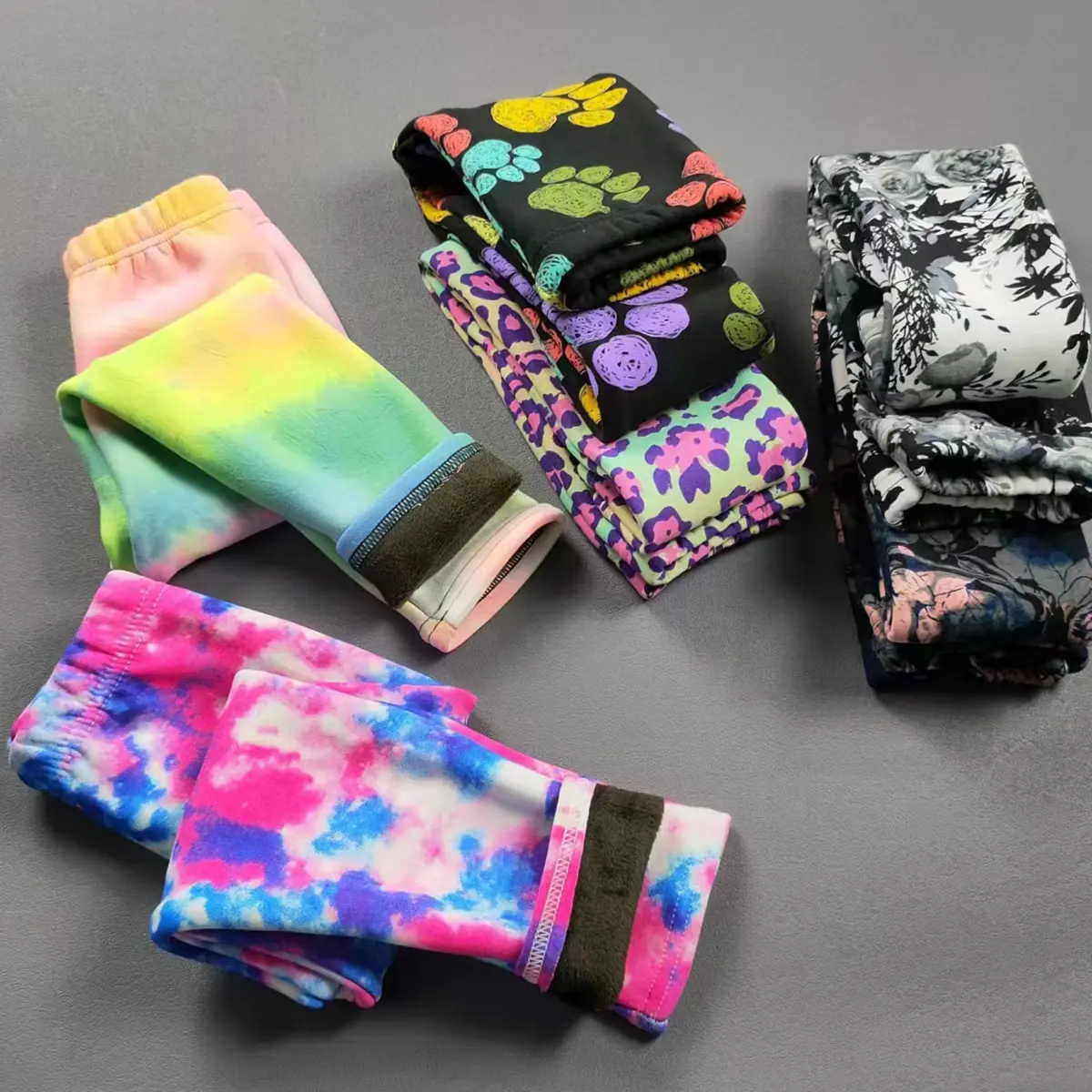 2-11Y Girls' Pants Autumn and Winter Slim Fit Warm Bottom Pants Thickened Velvet Printed Children's Pants Baby Casual Pants