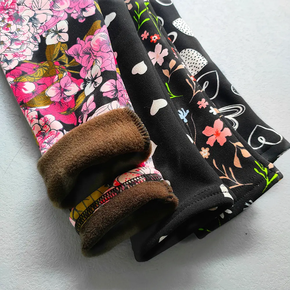Kids Clothing Autumn Winter Plus Velvet Leggings Girls Flower Print Thick Warm Trousers Korean Baby Girl Slim Pant Children