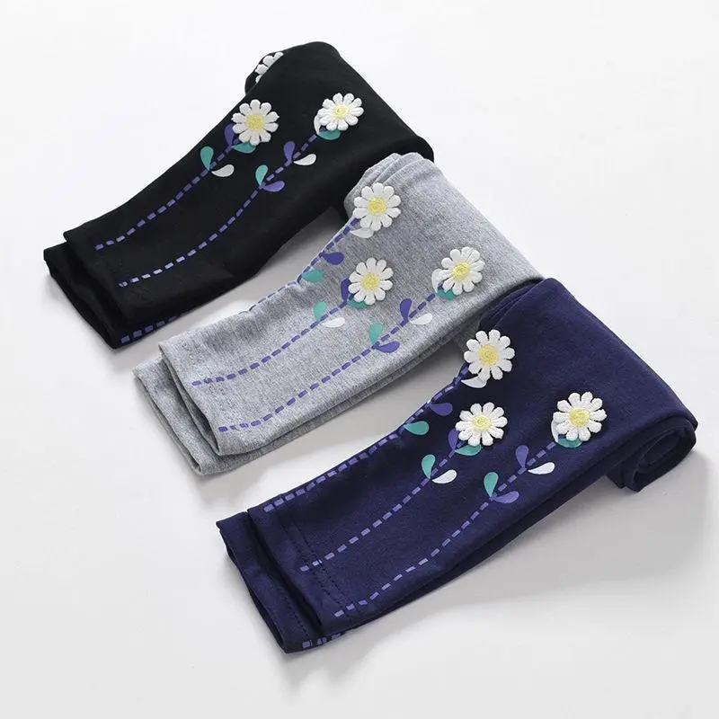 2025 Spring Girls Pants Flower Leggings for Kids Skinny Children Tights Teenager Casual Clothes Baby Leggins 1-10years