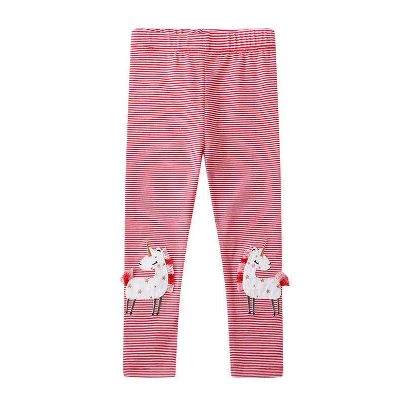 Jumping Meters 2-7T New Girls Leggings Pants Flowers Embroidery Striped Children's Clothing Skinny Baby Pencil Pants Baby