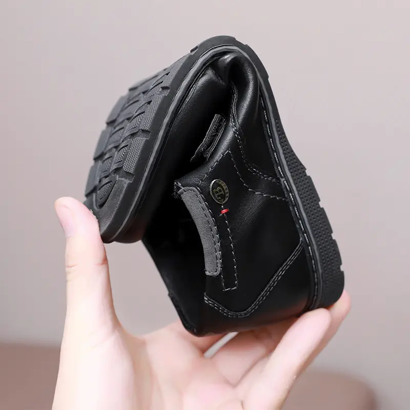 Children Campus Black Leather Shoes, Cowhide Single Shoes Spring And Autumn Style Breathable British Soft Boys Babies Children