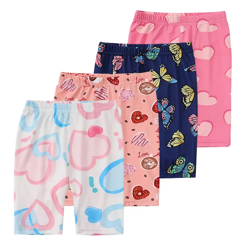 1/4 Pcs Children's Thin Leggings Girl Sweet And Lovely Love Safety Pants Anti-exposure Shorts Slim Joker Sweatpants Stretch Pant