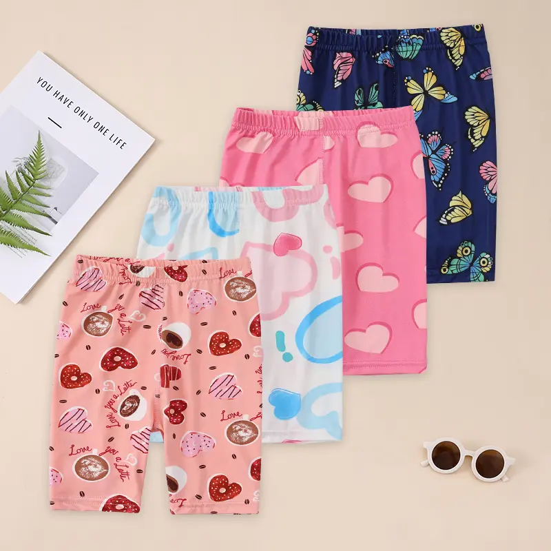 1/4 Pcs Children's Thin Leggings Girl Sweet And Lovely Love Safety Pants Anti-exposure Shorts Slim Joker Sweatpants Stretch Pant