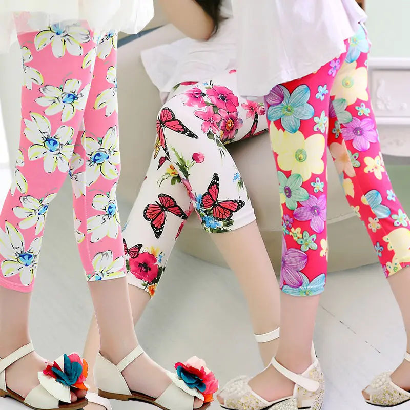 Hot & New Girls leggings summer Korean Flower multi-colored milk silk breathable Leggings