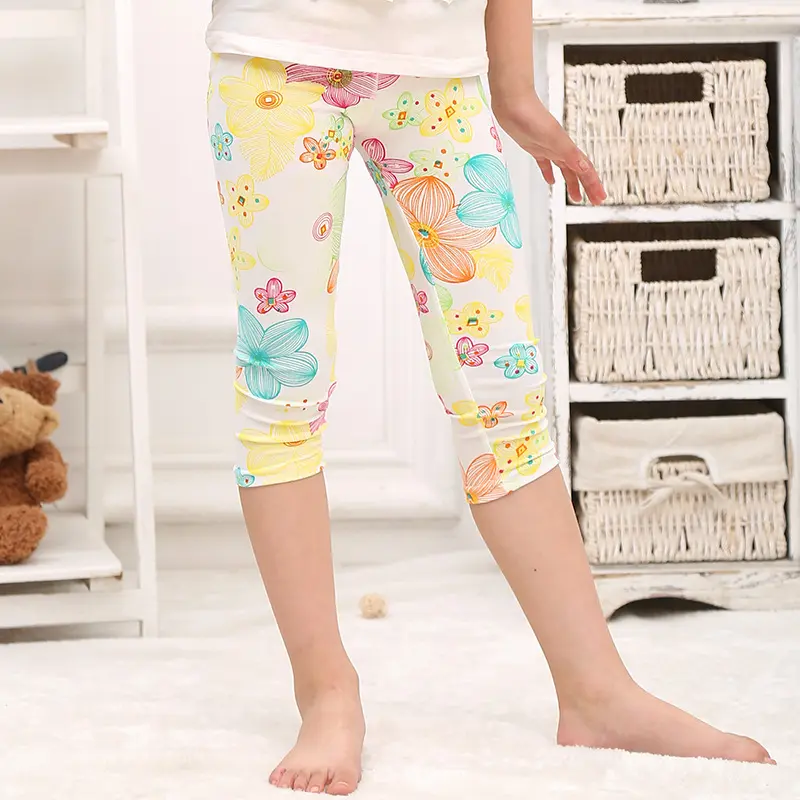 Hot & New Girls leggings summer Korean Flower multi-colored milk silk breathable Leggings