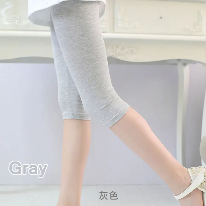 Hot Solid Modal Cotton Girls Leggings Summer Kids Clothes Calf Length Pants Candy Color Children Cropped Legging for Girl 2-8 Y