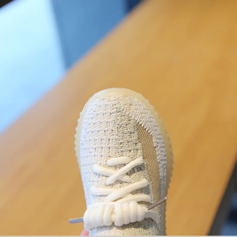 Durable Sturdy Children's Shoes Elastic Cuff Runshoe Solid Color Strap Sweat Absorption Sneakers Cow Tendon Coconut Shoe