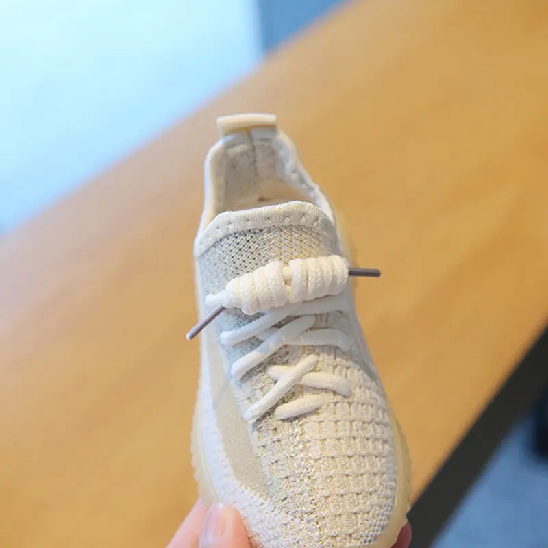 Durable Sturdy Children's Shoes Elastic Cuff Runshoe Solid Color Strap Sweat Absorption Sneakers Cow Tendon Coconut Shoe