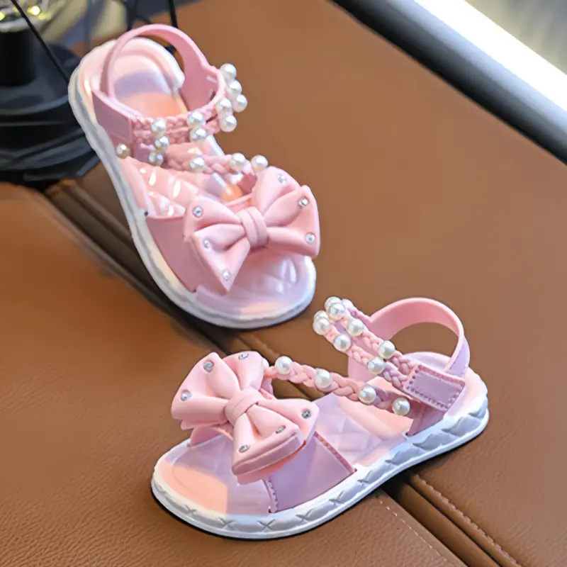 Girls' Elegant Sandals - Versatile & Stylish For Indoor/Outdoor, Beach-Ready Princess Shoes With Beaded Tassels, Breathable & Li
