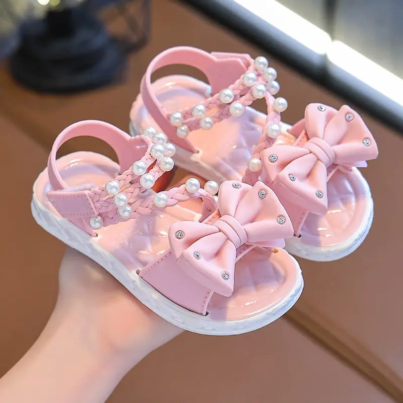 Girls' Elegant Sandals - Versatile & Stylish For Indoor/Outdoor, Beach-Ready Princess Shoes With Beaded Tassels, Breathable & Li