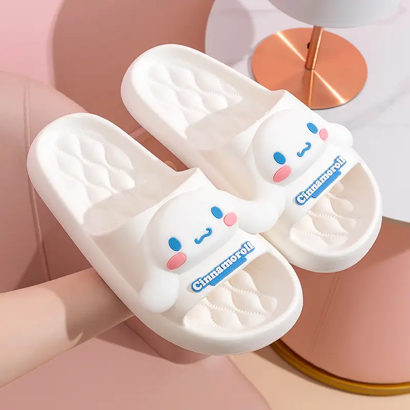 Miniso Summer Children Slippers Anime Figure Melody Cinnamoroll Kuromi Hello Kitty Slides Indoor Bath EVA Shoes Soft Antislip