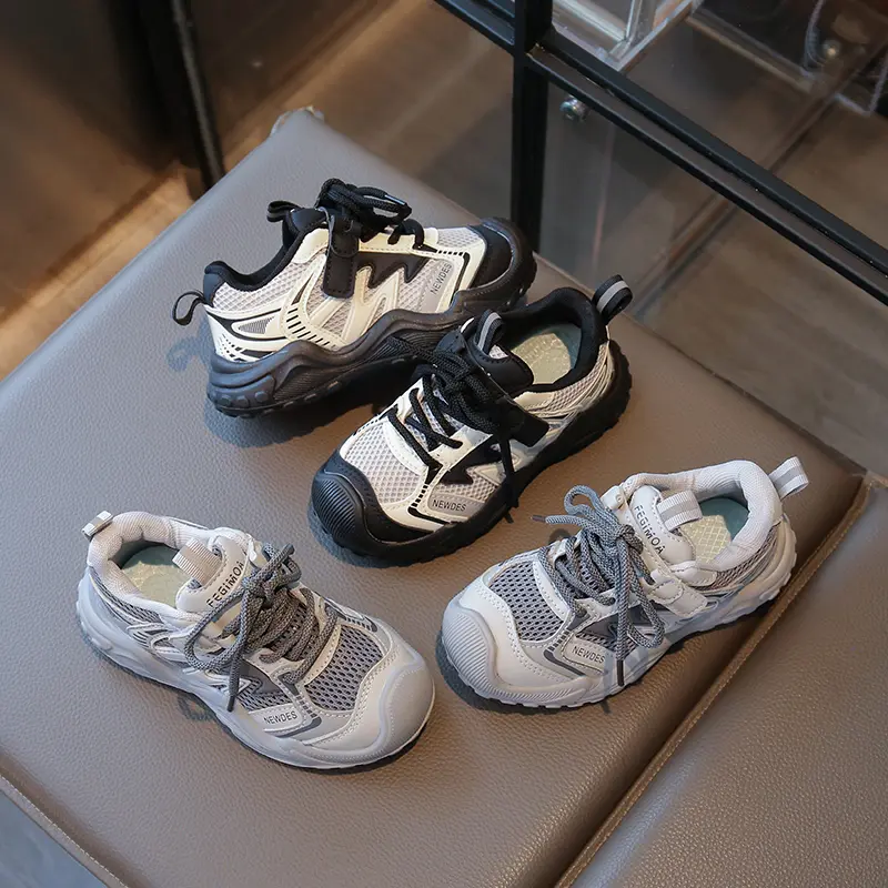 Children's Sneakers 1-18 Years Old Gray Breathable Boys Girls Casual Shoes Four Seasons Black Soft Kids Tennis Shoes Boys Shoes