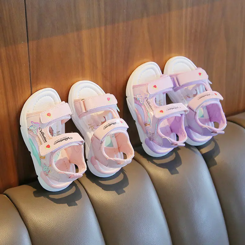 Girls Sandals Gladiator Cartoon Sweet Soft Children Beach Shoes Kids Summer Floral Sandals Princess Shoes Fashion Cute