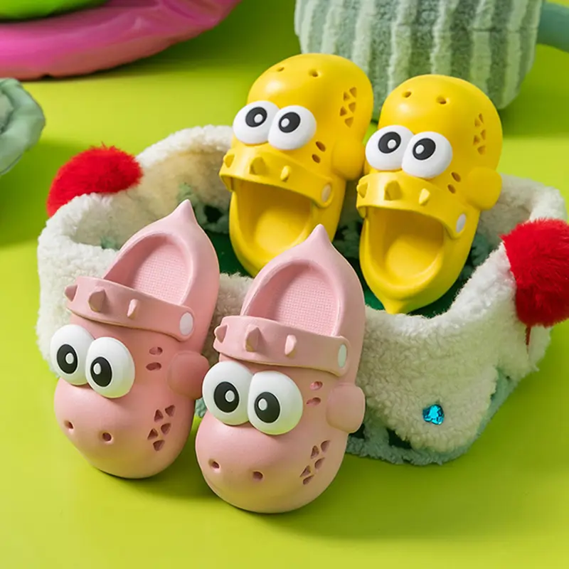 Toddler Clogs Cute Dinosaur Shape Sandals Outdoor Wear-Resistant Garden Shoes Indoor House Anti-slip Slippers