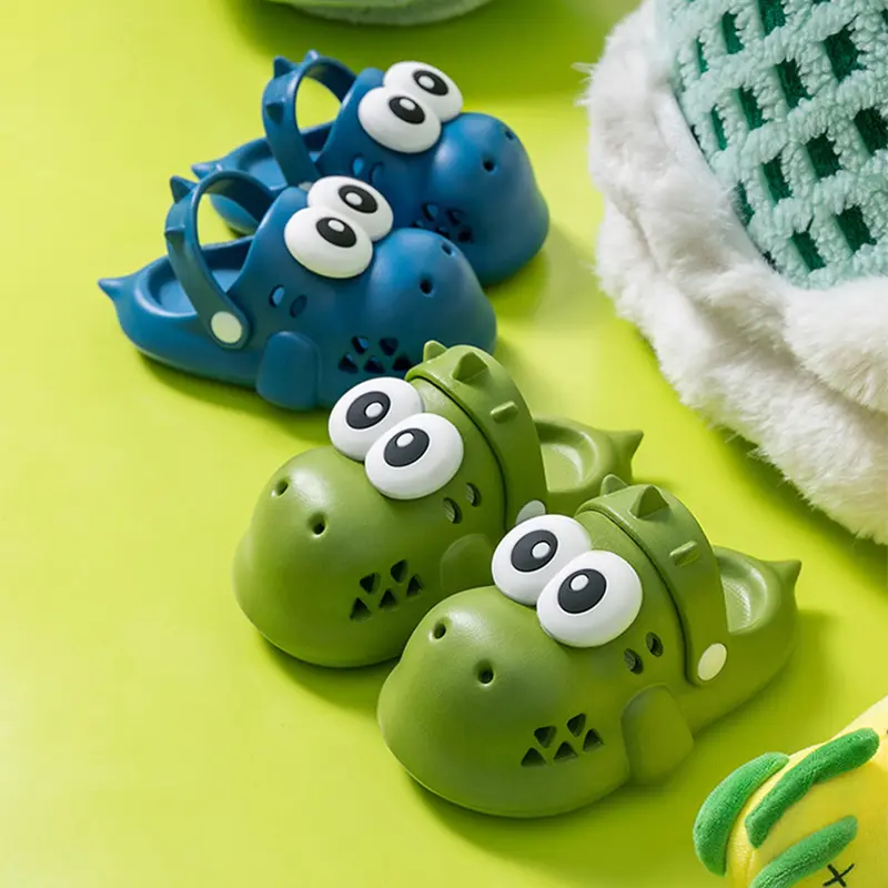 Toddler Clogs Cute Dinosaur Shape Sandals Outdoor Wear-Resistant Garden Shoes Indoor House Anti-slip Slippers