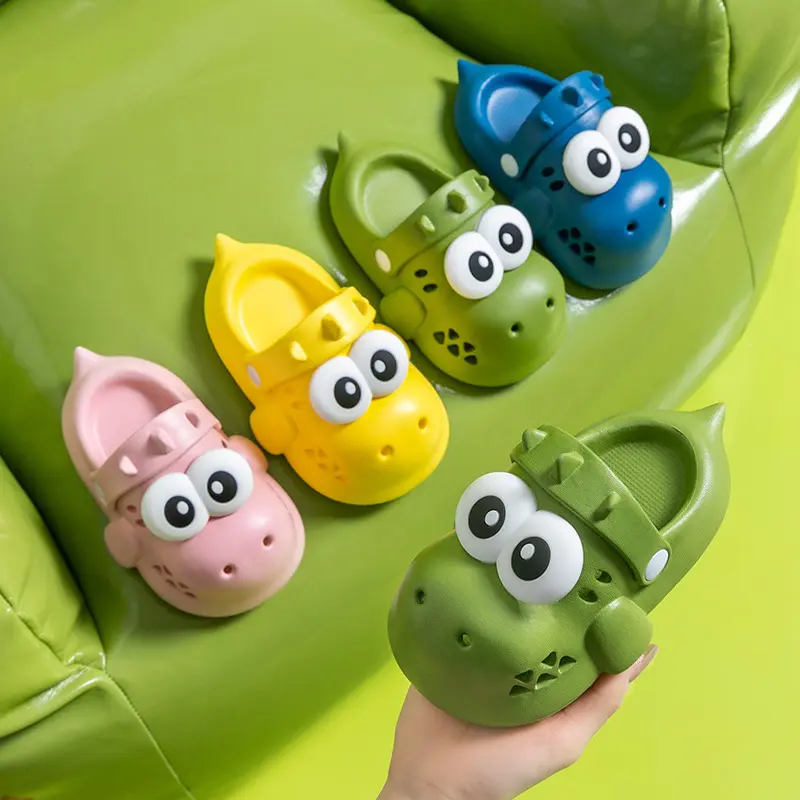 Toddler Clogs Cute Dinosaur Shape Sandals Outdoor Wear-Resistant Garden Shoes Indoor House Anti-slip Slippers