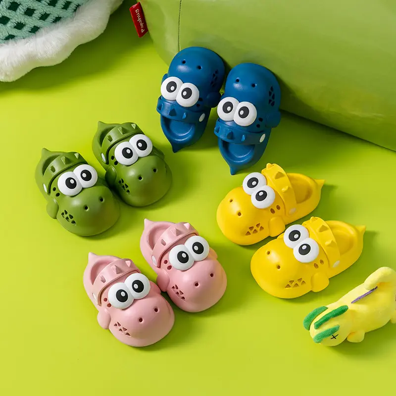 Toddler Clogs Cute Dinosaur Shape Sandals Outdoor Wear-Resistant Garden Shoes Indoor House Anti-slip Slippers