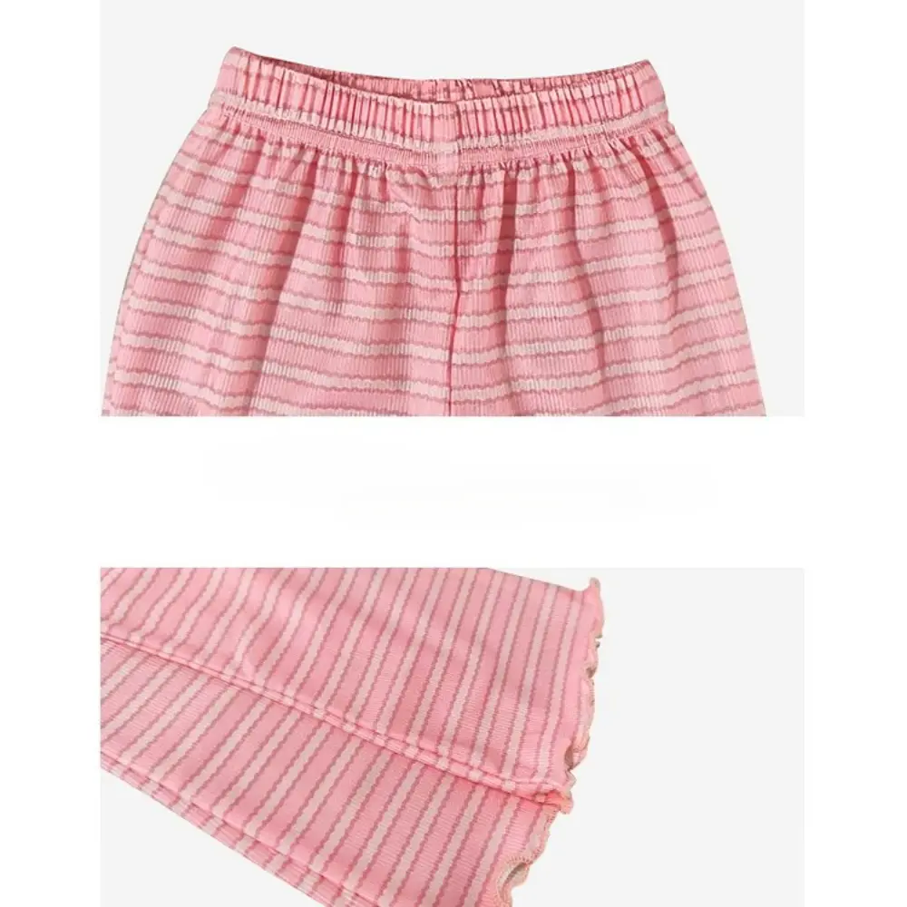 Summer New Solid Color Striped Flared Pants Korean Version Fashionable Casual Base Versatile Daily Girls' Clothes 3-6 Years Old
