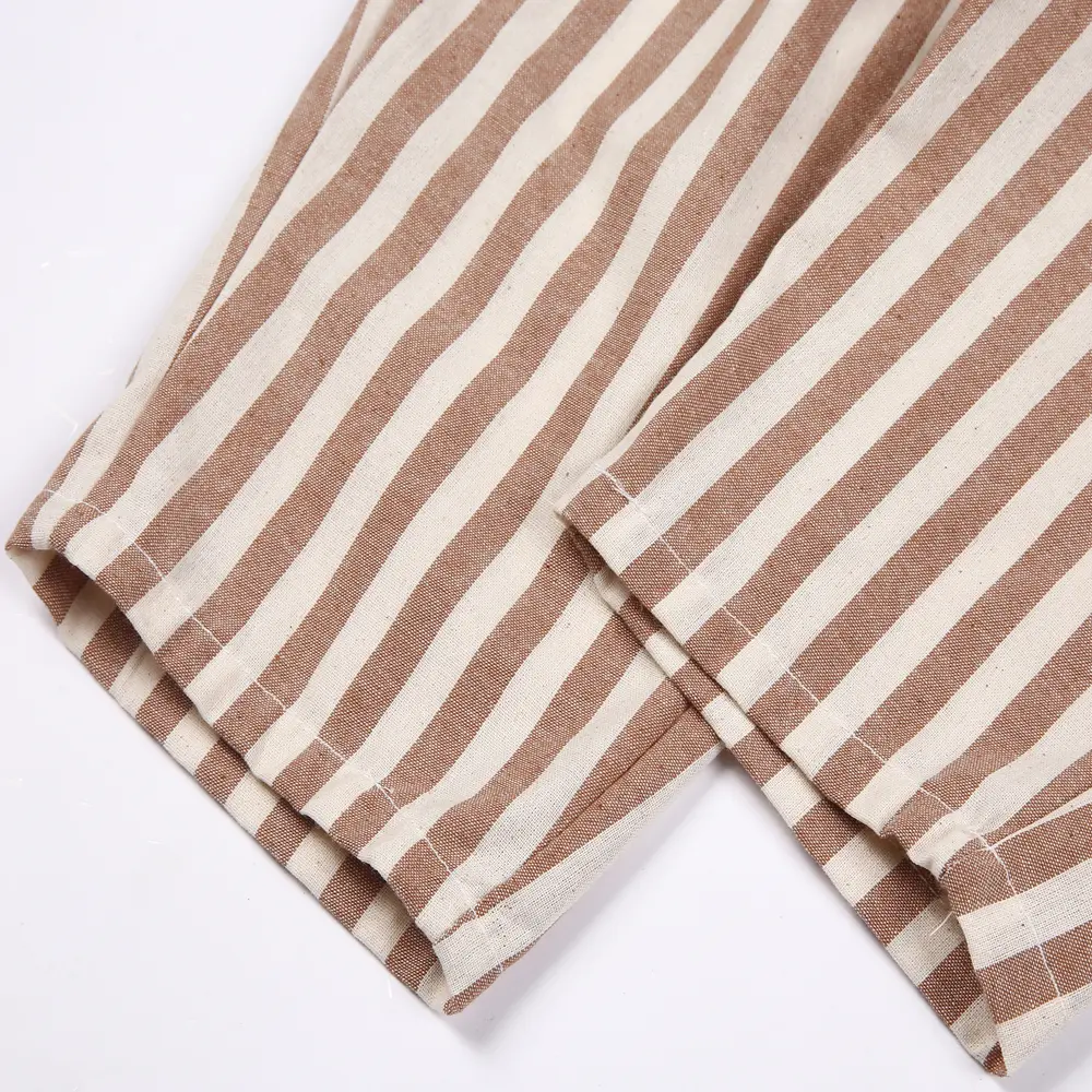 Korean Children Linen Cotton Stripe Pants for Boys Girls Spring Summer Casual Loose Kids Children's Trousers