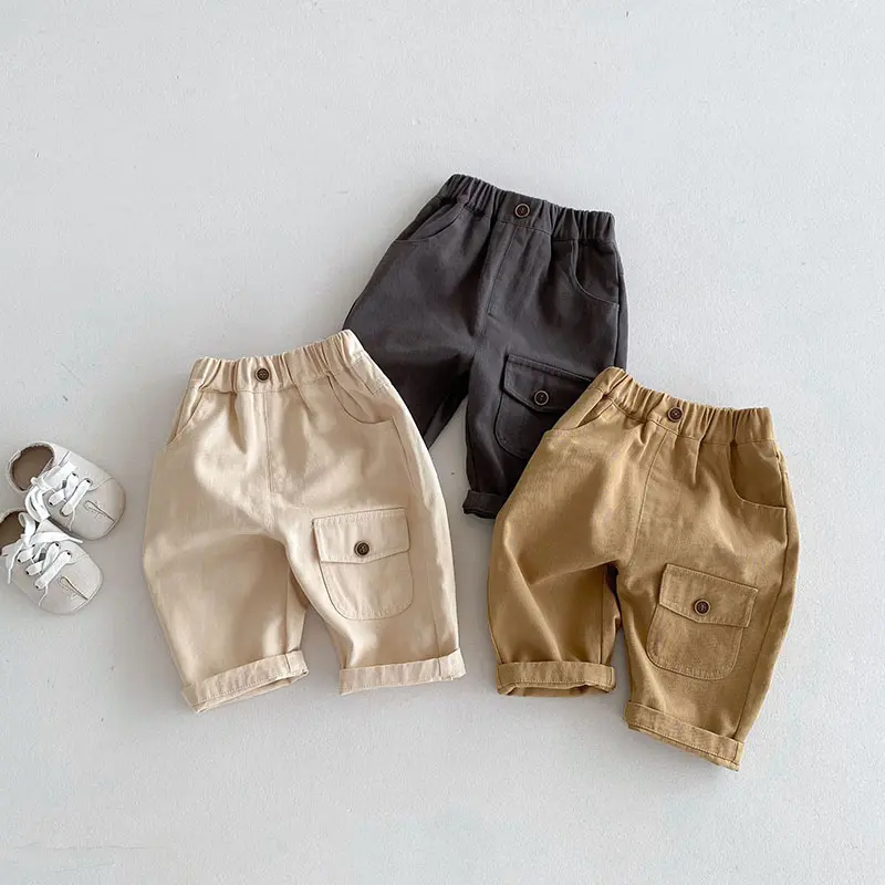 kids Casual Pants 0-5T  Children Girls Cute Solid Color Loose Trousers Boys Thin Style Cargo Pants
