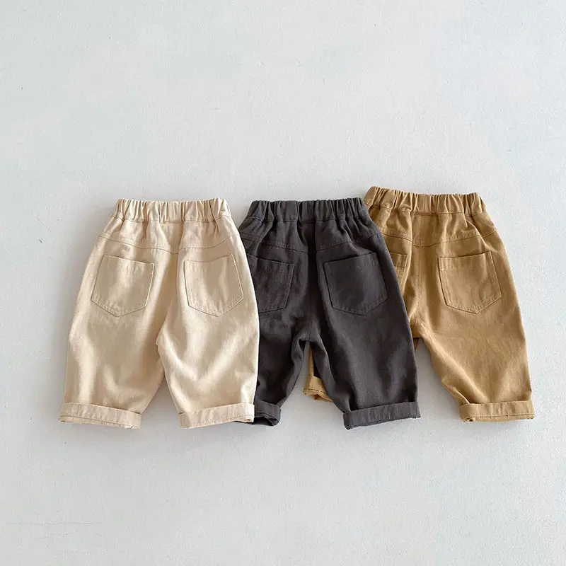 kids Casual Pants 0-5T  Children Girls Cute Solid Color Loose Trousers Boys Thin Style Cargo Pants
