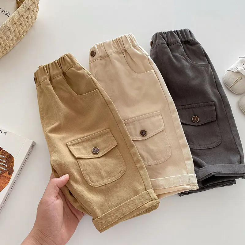 kids Casual Pants 0-5T  Children Girls Cute Solid Color Loose Trousers Boys Thin Style Cargo Pants