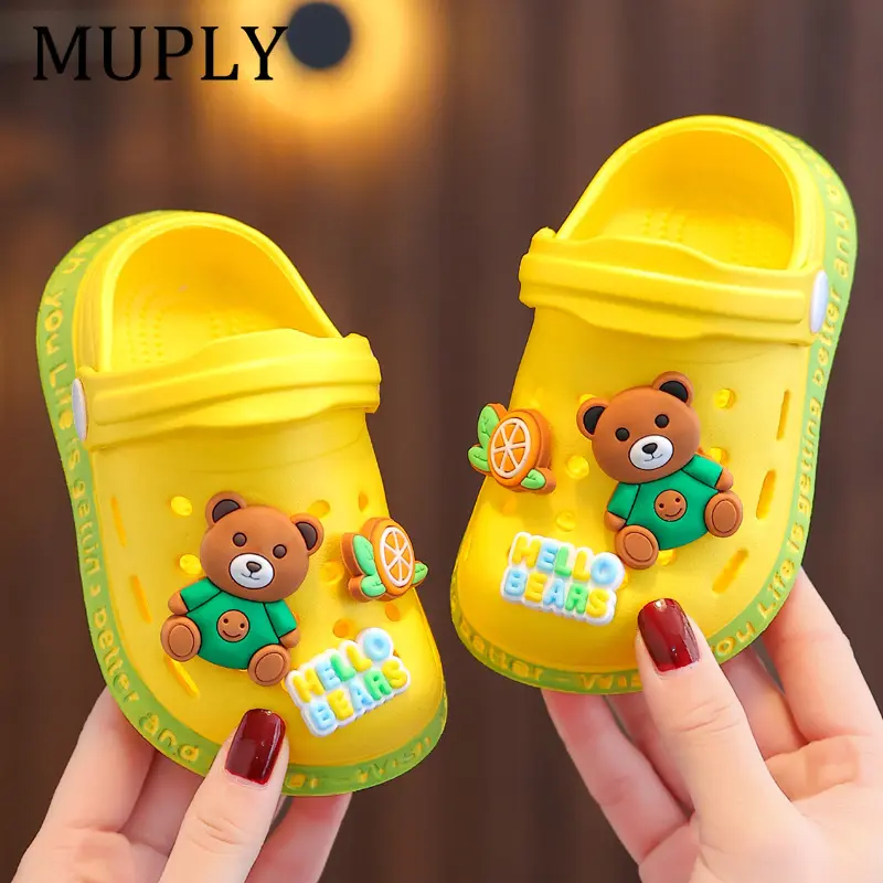 Summer Baby Sandals for Boy Girls Cartoon Bear Kids Flip Flop Toddler EVA Slippers for Children Home Garden Beach Anti Shoes