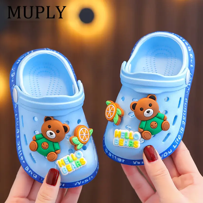 Summer Baby Sandals for Boy Girls Cartoon Bear Kids Flip Flop Toddler EVA Slippers for Children Home Garden Beach Anti Shoes