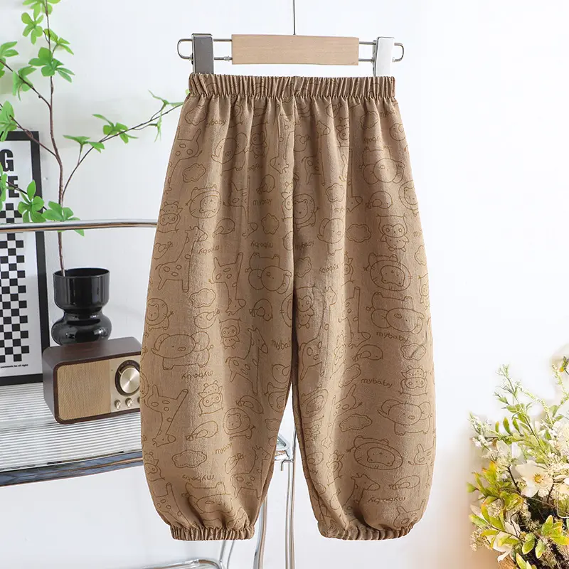 2025 Autumn Baby Girls Pants Cartoon Printed Kids Baby Girls Anti-Mosquito Pants Loose Elastic Waist Baby Boys Outdoor Pants