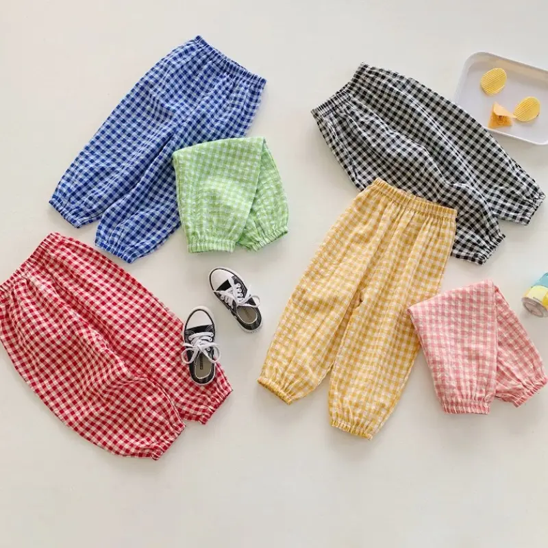 2-10Y Children's Clothing 2025 Summer New Baby Outdoor Wear Mosquito Proof Pants Cotton Yarn Boys and Girls Thin Casual Pants