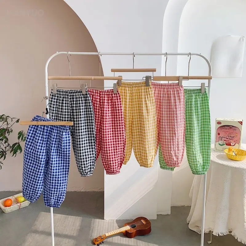 2-10Y Children's Clothing 2025 Summer New Baby Outdoor Wear Mosquito Proof Pants Cotton Yarn Boys and Girls Thin Casual Pants