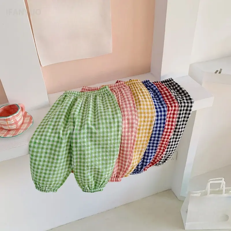 2-10Y Children's Clothing 2025 Summer New Baby Outdoor Wear Mosquito Proof Pants Cotton Yarn Boys and Girls Thin Casual Pants