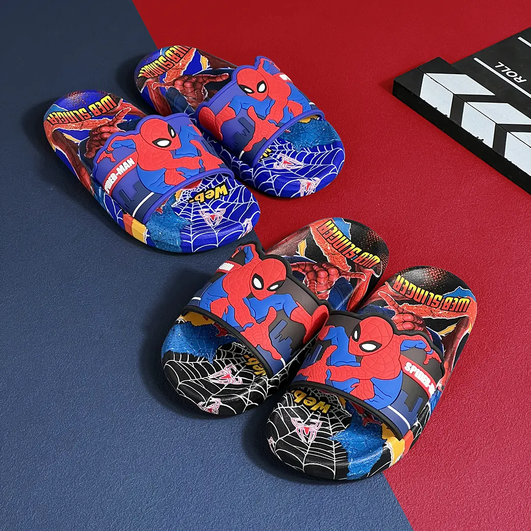 Cartoon Anime Children's Toddler Slippers Superhero Pattern Open Toe Sandals For Boys And Girls Slides