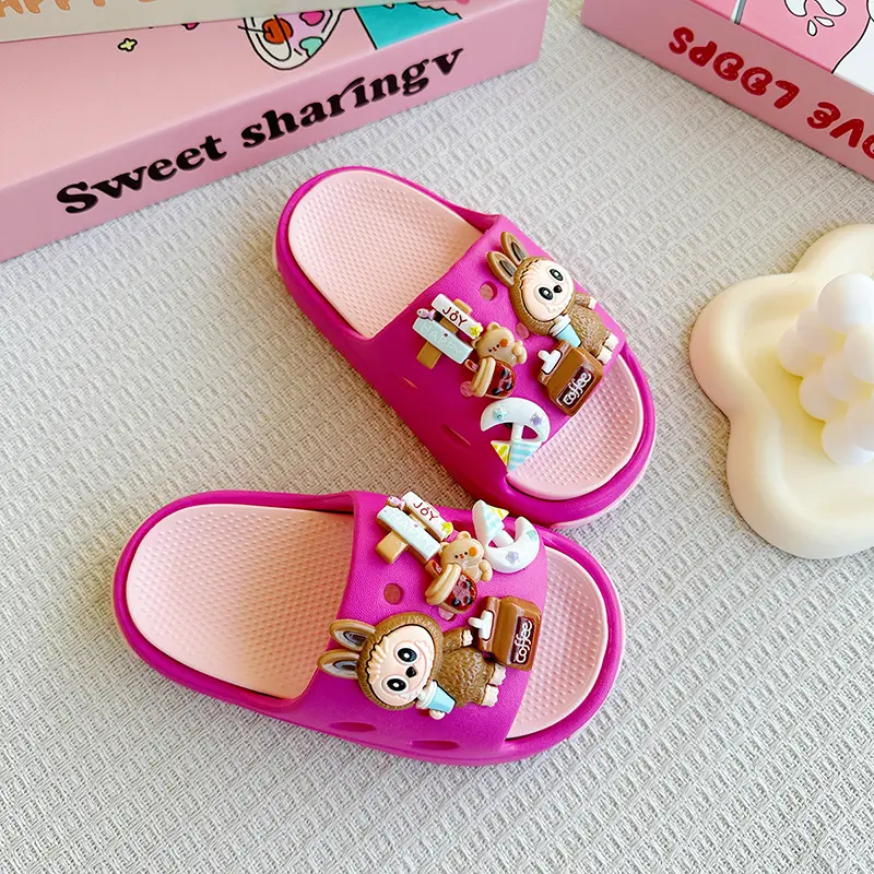 New Popular Cartoon Coffee Versatile Eva Slippers for Boys and Girls, Fashionable Double Soft-Soled Non-Slip Sandals 831
