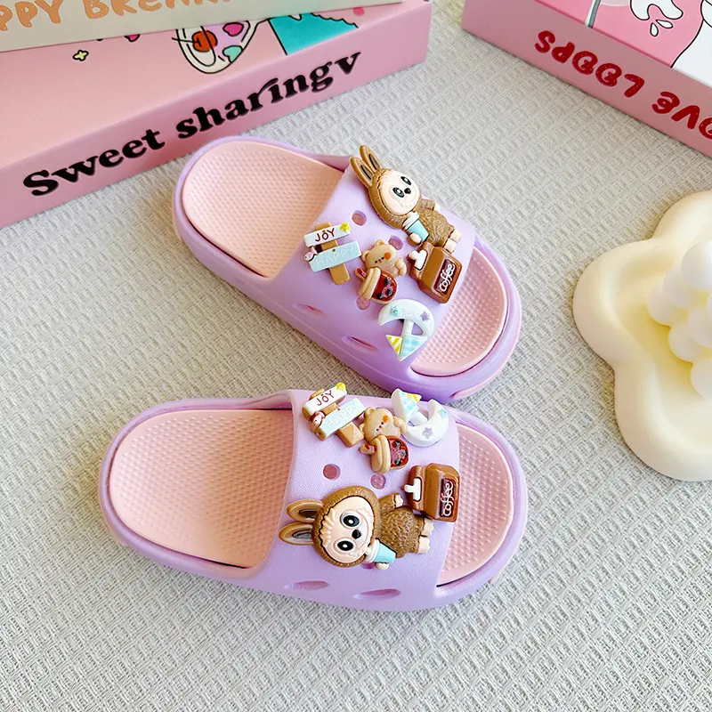 New Popular Cartoon Coffee Versatile Eva Slippers for Boys and Girls, Fashionable Double Soft-Soled Non-Slip Sandals 831