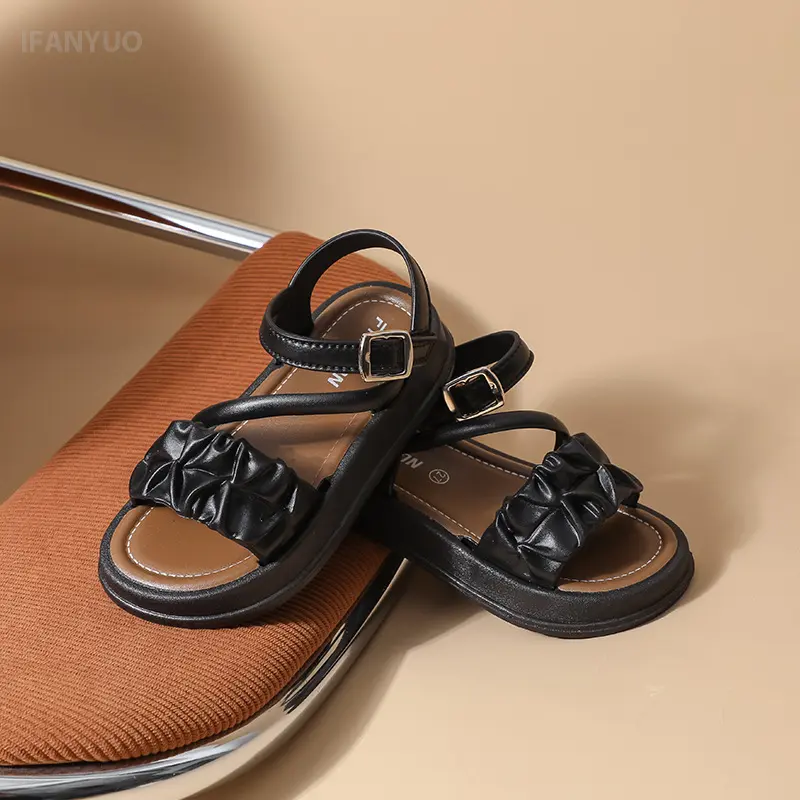 2-12Y Girls Sandals 2025 Summer Children's Anti slip Fashion Princess Students Cute Sandals Kids Outdoor Beach Shoes Wholesale