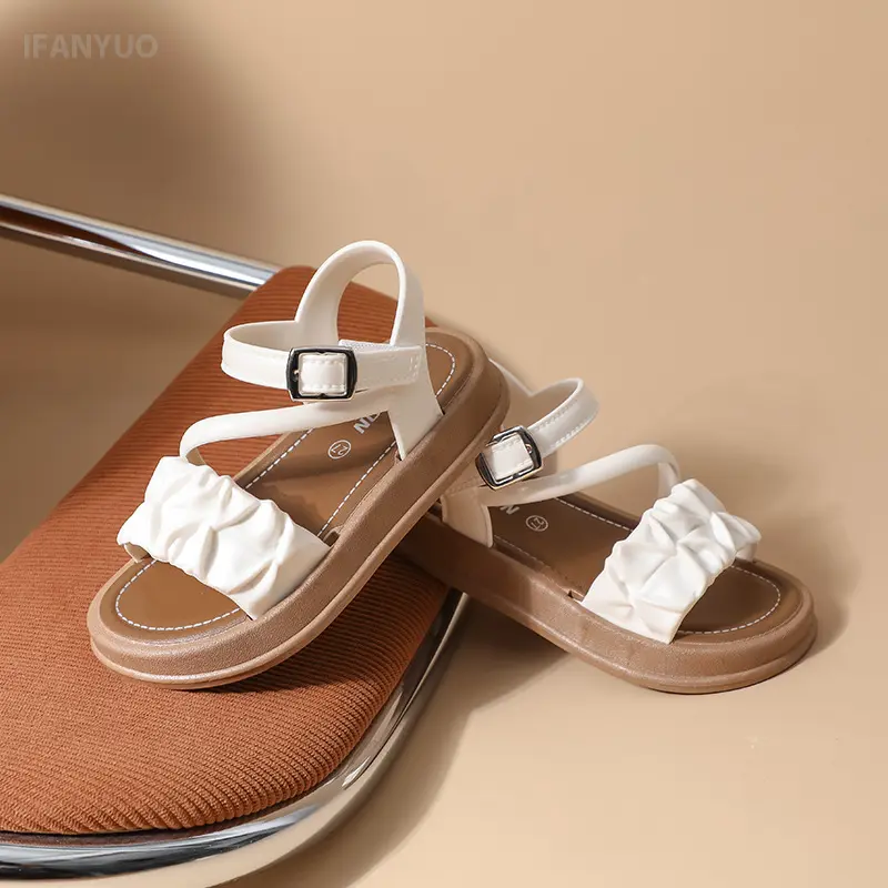 2-12Y Girls Sandals 2025 Summer Children's Anti slip Fashion Princess Students Cute Sandals Kids Outdoor Beach Shoes Wholesale