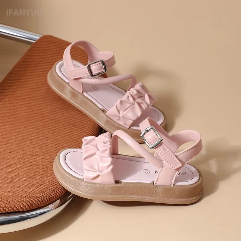 2-12Y Girls Sandals 2025 Summer Children's Anti slip Fashion Princess Students Cute Sandals Kids Outdoor Beach Shoes Wholesale