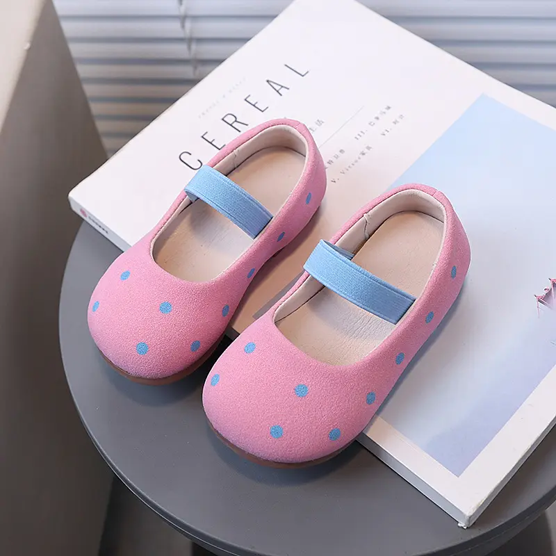 Kids Shoes Girl Princess Polka Dot Flats Footwear Children Fashion Suede Shoes Toddler Wedding Party Shallow Shoes Kids I06287