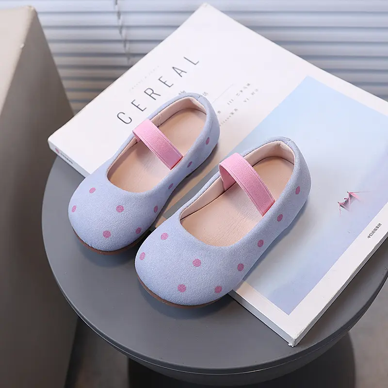 Kids Shoes Girl Princess Polka Dot Flats Footwear Children Fashion Suede Shoes Toddler Wedding Party Shallow Shoes Kids I06287