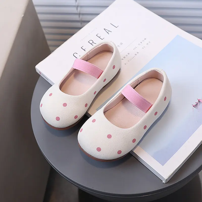 Kids Shoes Girl Princess Polka Dot Flats Footwear Children Fashion Suede Shoes Toddler Wedding Party Shallow Shoes Kids I06287