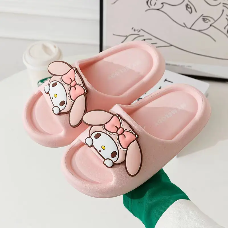 Sanrio Family Slippers Cute Soft Lightnes Cloud Like In Door Slides Kuromi My Melody Pochacco Sweet Shoes For Kids EVA