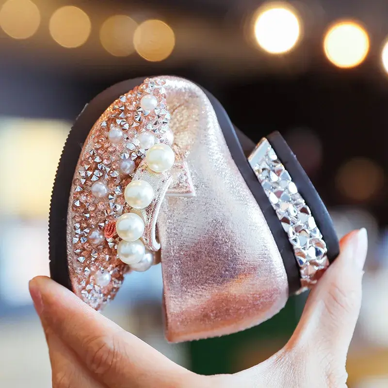 High Heel Butterfly Shoes Girl Princess Holiday Party Kids Dress Shoes Soft Sole Bling Luxury Designer Shoes for Girls I07018
